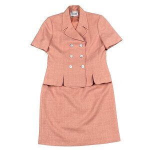 Le Suit Womens Peach Lined Skirt Suit Career Blazer Sz 6